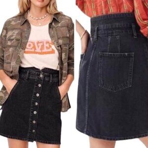 PILCRO AND THE LETTERPRESS Black Denim Miniskirt